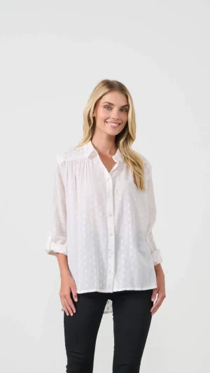 Shirts Edit|Holmes & Fallon>Holmes u0026 Fallon Jacquard Lurex Spot Shirt - White