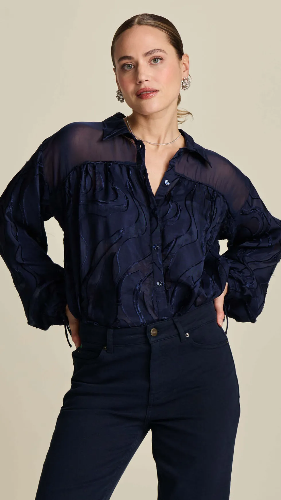 jacquard-midnight-blue-blouse-DnyaoPvD-0.webp Blouses|POM Amsterdam>POM Amsterdam Jacquard Midnight Blue Blouse Size 14
