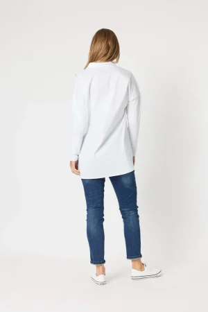 Shirts Edit|Threadz>Threadz Julia Jersey Sleeve Shirt - White