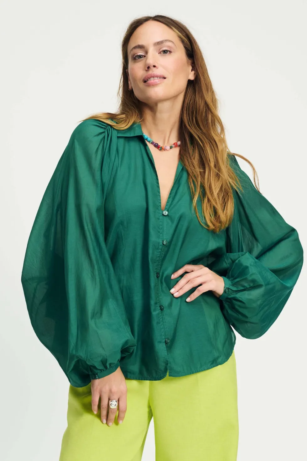 lena-meadow-blouse-green-WChvDBmr-0.webp Shirts Edit|Shirt Dresses>POM Amsterdam Lena Meadow Blouse - Green