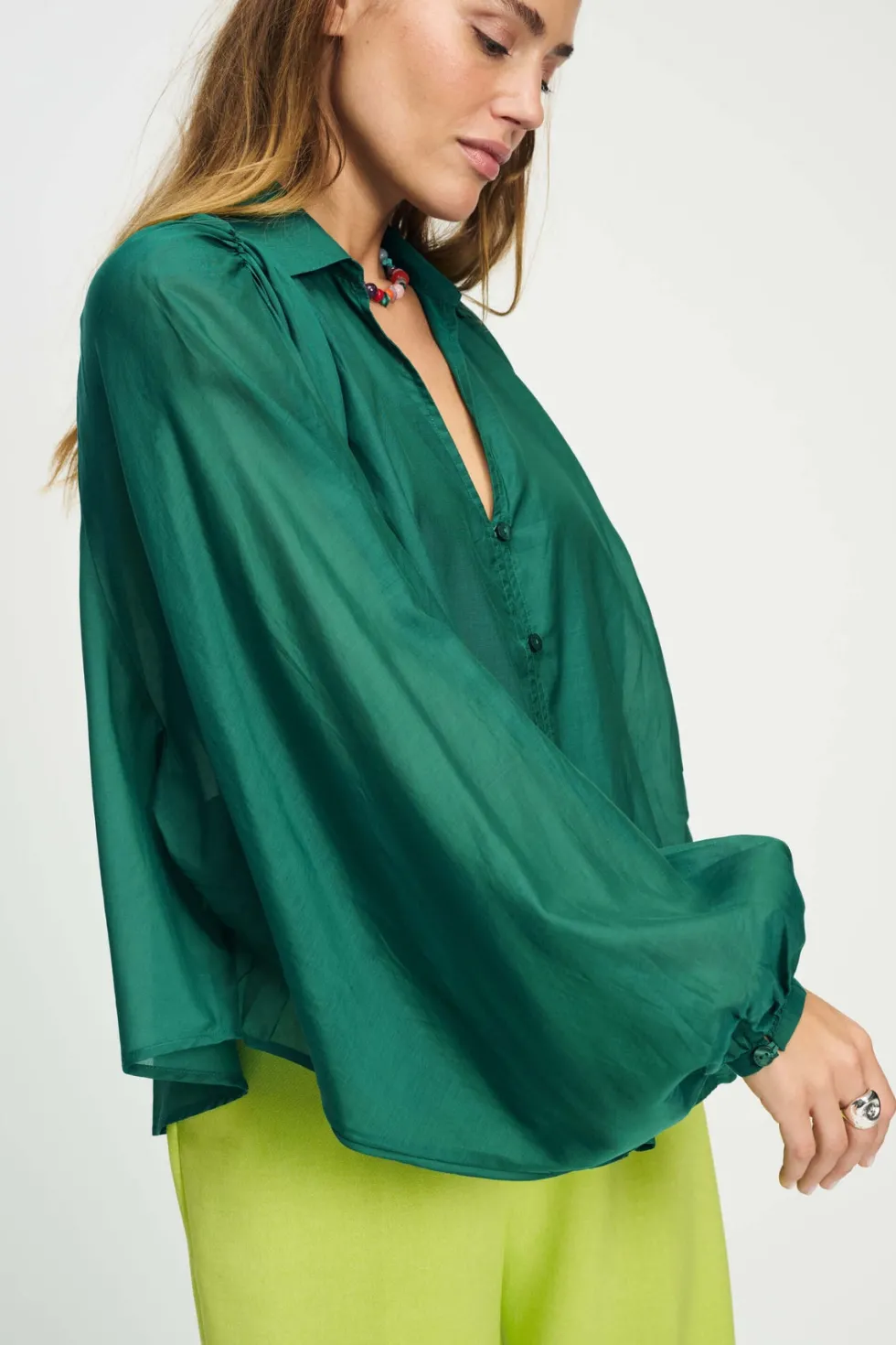 lena-meadow-blouse-green-WChvDBmr-4.webp Shirts Edit|Shirt Dresses>POM Amsterdam Lena Meadow Blouse - Green