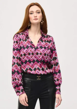 Blouses|Joseph Ribkoff>Joseph Ribkoff Liberty Satin Geometric Top 243166