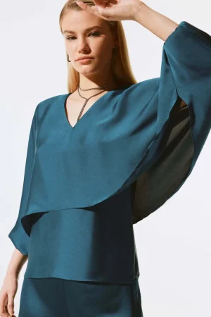 Blouses|Joseph Ribkoff>Joseph Ribkoff Liberty Satin V Neck Top 243790