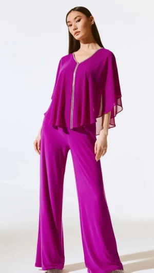 Pants Edit|Dress Pants>Joseph Ribkoff Liberty Signature Wide Leg Pants - Empress Pink/ Midnight Blue 221340F24