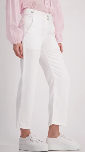 Pants Edit|Dress Pants>Monari Linen Mix Crop Pants - White