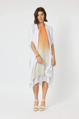 Jackets|Clarity>Clarity Long Duster Shirt - White