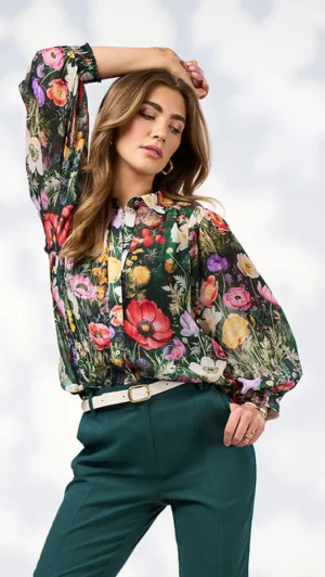 Blouses|Shirts Edit>Loobies Story Looking Glass Shirt - Ivy Multi