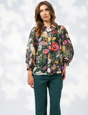 Blouses|Shirts Edit>Loobies Story Looking Glass Shirt - Ivy Multi