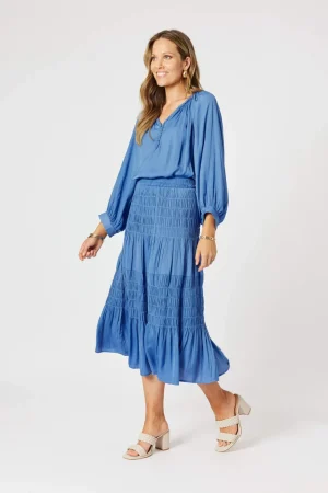 Blouses|Hammock & Vine>Hammock u0026 Vine Lux Plait Top - Pacific Blue