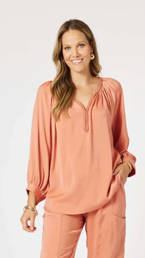 Hammock & Vine|Plus Size - Curves 16-20>Hammock u0026 Vine Lux Plait Top - Sunset