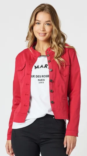 Jackets|Denim>Threadz Maggie Denim Jacket - Red Size 8