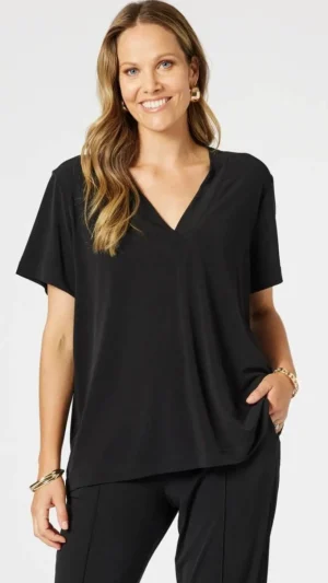 Women's Work Dresses & Work Wear>Hammock u0026 Vine Maggie V Neck Travel Top - Black
