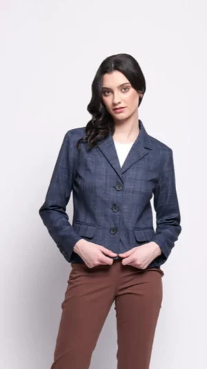 Jackets|Suits & Matching>Foil Match Maker Jacket - Dark Blue Check Size 8