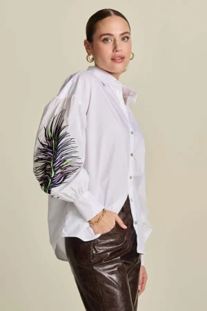 POM Amsterdam|Lucky Lasts>POM Amsterdam Maxime Feather Shirt Size 12