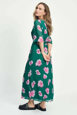 Maxi Dresses|Colourful Dresses>POM Amsterdam Meadow Flowers Dress - Green/Pink