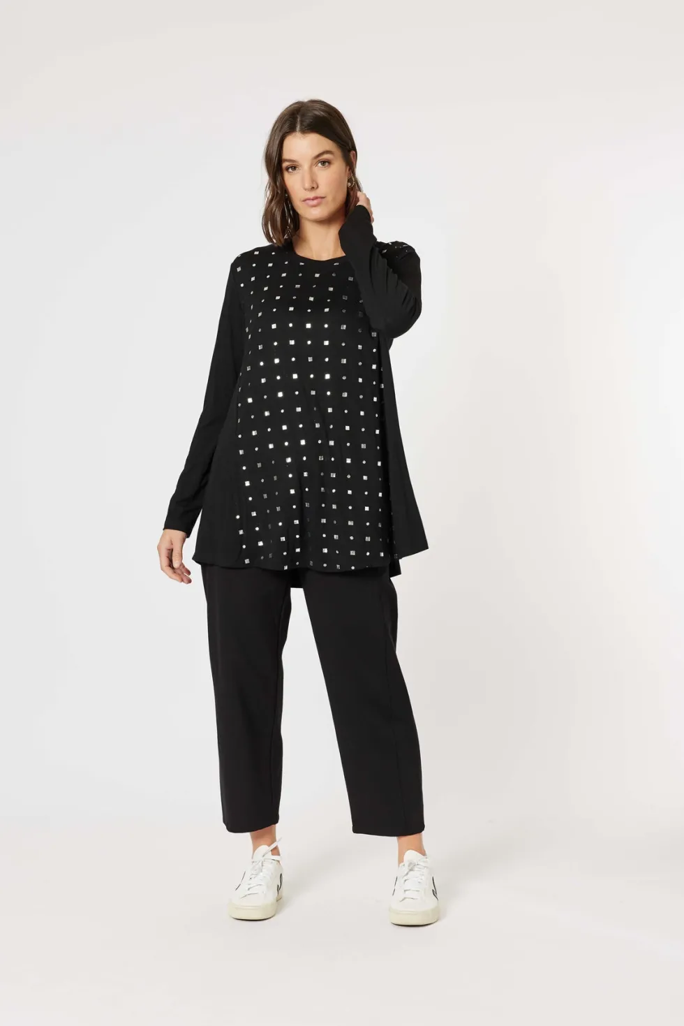 metallic-print-long-sleeve-tee-ltzZrdNq-1.webp Tees|Clarity>Clarity Metallic Print Long Sleeve Tee - Black/Silver