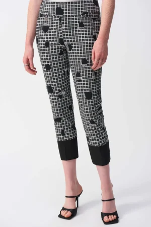 Pants Edit|Joseph Ribkoff>Joseph Ribkoff Millennium Plaid and Dot Print Crop Pant 251210