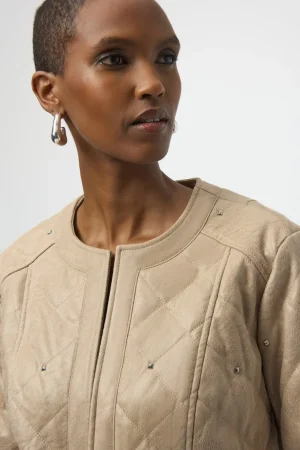 Jackets|Joseph Ribkoff>Joseph Ribkoff Natural Habitat Foiled Faux Suede - Fawn 254929