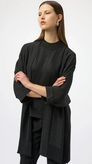 Knitwear|Joseph Ribkoff>Joseph Ribkoff Natural Habitat Sweater Knit Cover Up - Black 254937