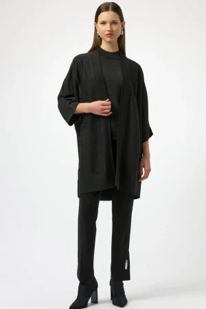 Knitwear|Joseph Ribkoff>Joseph Ribkoff Natural Habitat Sweater Knit Cover Up - Black 254937