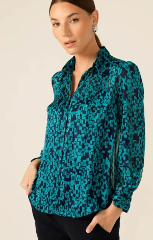 Blouses|Sacha Drake>Sacha Drake Ocean Oasis Blouse Size 8