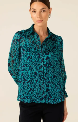 Blouses|Sacha Drake>Sacha Drake Ocean Oasis Blouse Size 8