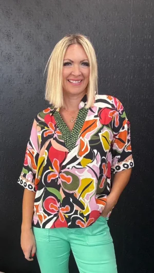 Tops|Tops>Foil Out Of The Box Top -Perennial Print 10/12