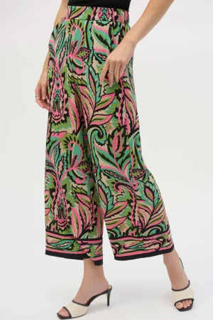 Pants Edit|Dress Pants>Joseph Ribkoff Palm Springs Paisley Print Wide-Leg Pants 252142