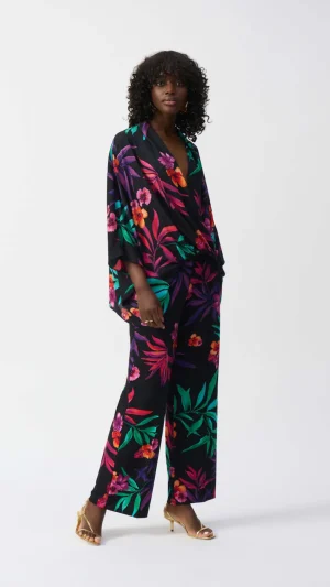 Pants Edit|Suits & Matching>Joseph Ribkoff Paradise Cove Tropical Print Wide Leg Pant 251056