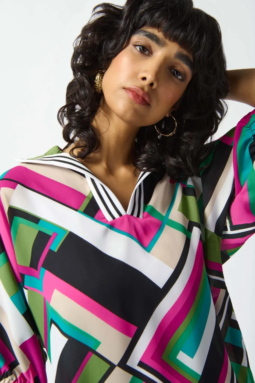 paradiso-georgette-geometric-p-mTxDLNSL-2.webp Tops|Tops>Joseph Ribkoff Paradiso Georgette Geometric Print Box Top 242176 Size 14