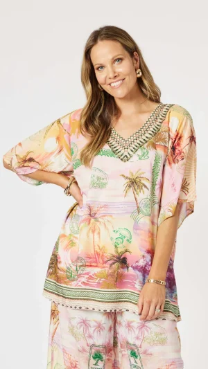 Tops|Tops>Hammock u0026 Vine Passport V-Neck Top - Sunset Multi