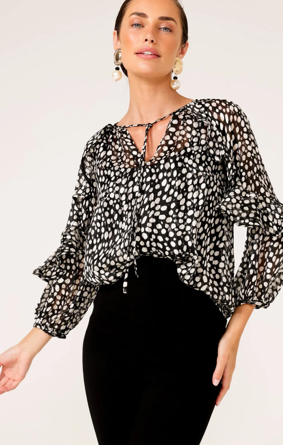 plemons-blouse-blackwhite-si-fsaLMDBT-0.webp Blouses|Sacha Drake>Sacha Drake Plemons Blouse - Black/White Size 10