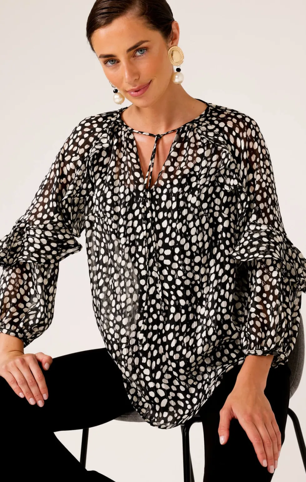plemons-blouse-blackwhite-si-fsaLMDBT-1.webp Blouses|Sacha Drake>Sacha Drake Plemons Blouse - Black/White Size 10