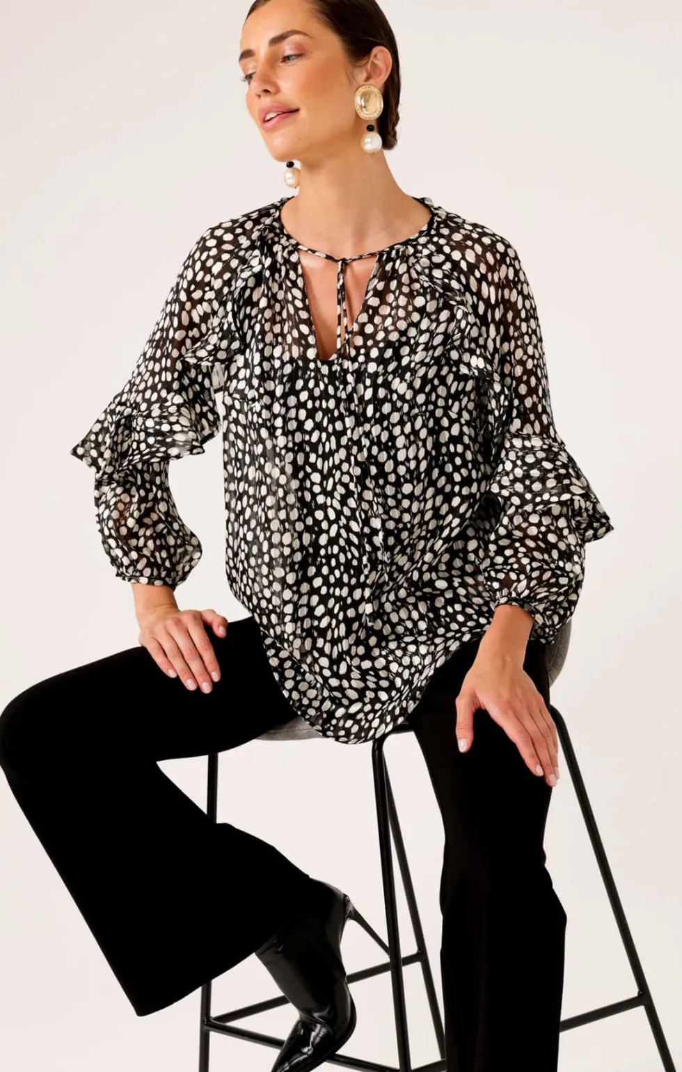 plemons-blouse-blackwhite-si-fsaLMDBT-5.webp Blouses|Sacha Drake>Sacha Drake Plemons Blouse - Black/White Size 10