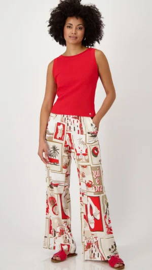 Pants Edit|Casual Pants>Monari Polaroid Pants - Red/Beige/White