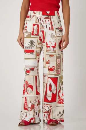 Pants Edit|Casual Pants>Monari Polaroid Pants - Red/Beige/White