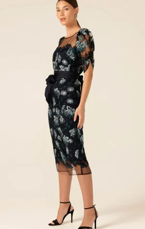 Sacha Drake|Festive Fits>Sacha Drake Portal Palace Dress - Black Teal Aqua Lace Size 10