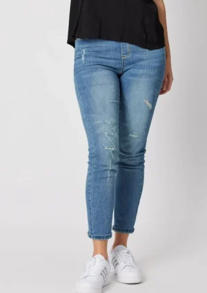 Jeans|Denim>Threadz Pull On Ripped Jeans - Denim