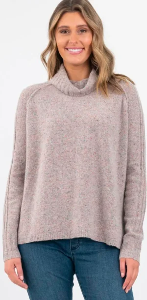 Knitwear>Renoma ( The Miranda Pant) Rib Trim Roll Neck Pullover Blue/Pink/Stone