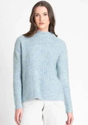 Knitwear|FOIL>Foil Rib u0026 Roll Sweater - Menthol Blue Size 10