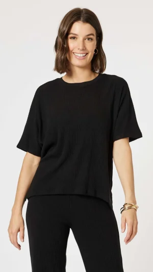 Tops|Tops>Clarity Ribbed Lounge Top - Black