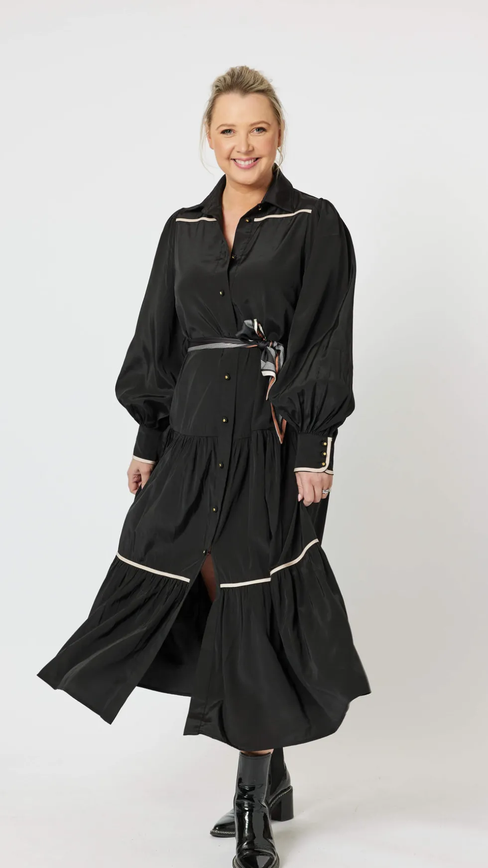 roma-trim-dress-with-scarf-bel-xpeUZywd-0.webp Midi Dresses|Hammock & Vine>Hammock u0026 Vine Roma Trim Dress With Scarf Belt