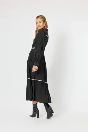 Midi Dresses|Hammock & Vine>Hammock u0026 Vine Roma Trim Dress With Scarf Belt