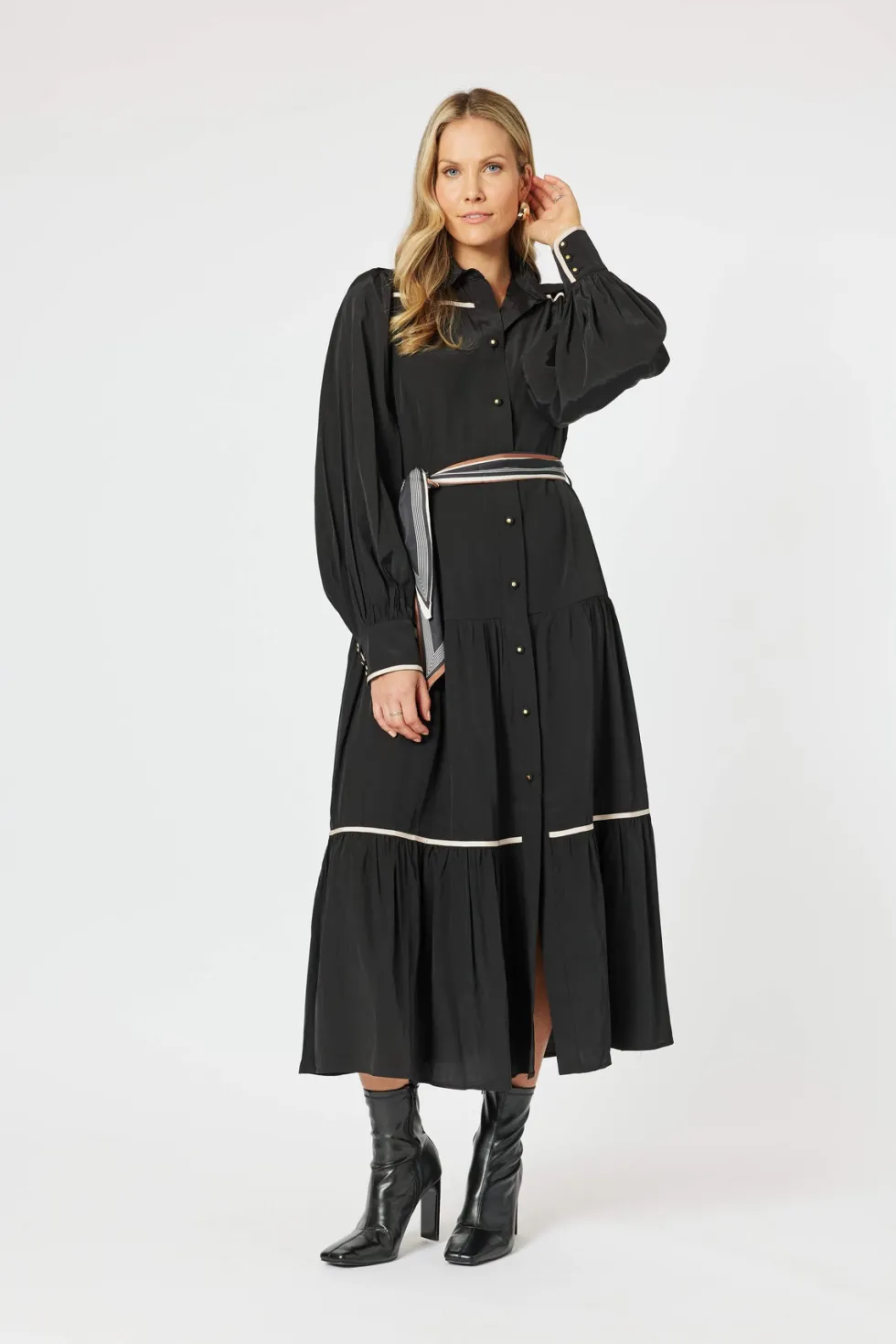 roma-trim-dress-with-scarf-bel-xpeUZywd-3.webp Midi Dresses|Hammock & Vine>Hammock u0026 Vine Roma Trim Dress With Scarf Belt