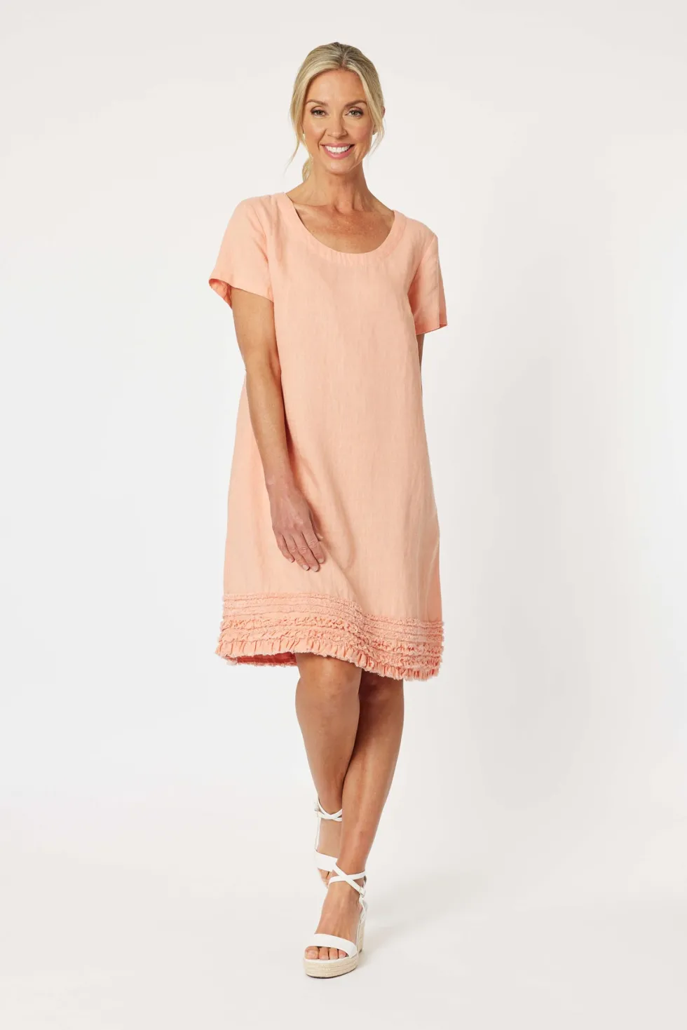ruffle-hem-linen-scop-neck-dre-GXDeEbpE-0.webp Maxi Dresses|Knee Length Dresses>Gordon Smith Ruffle Hem Linen Scop Neck Dress