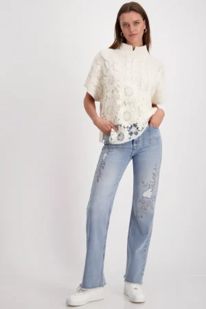 Knitwear|Monari>Monari Sand Shell Stand Up Pullover - Sand Size 10