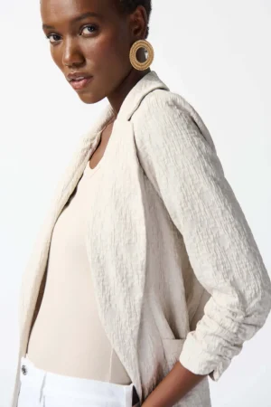 Jackets|Joseph Ribkoff>Joseph Ribkoff Santa Cruz Woven Jacquard Boxy Blazer 242034S26 Moonstone