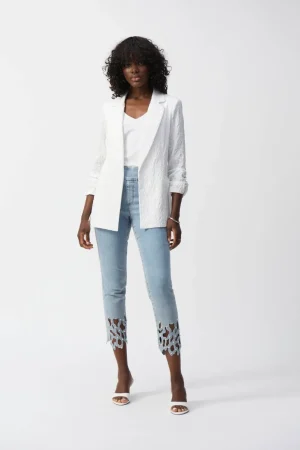 Jackets|Joseph Ribkoff>Joseph Ribkoff Santa Cruz Woven Jacquard Boxy Blazer 242034S25 Size 20