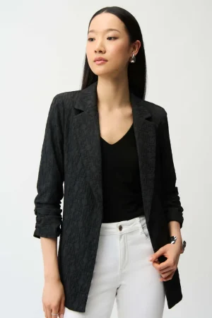 Jackets|Joseph Ribkoff>Joseph Ribkoff Santa Cruz Woven Jacquard Boxy Blazer 242034S26 Black