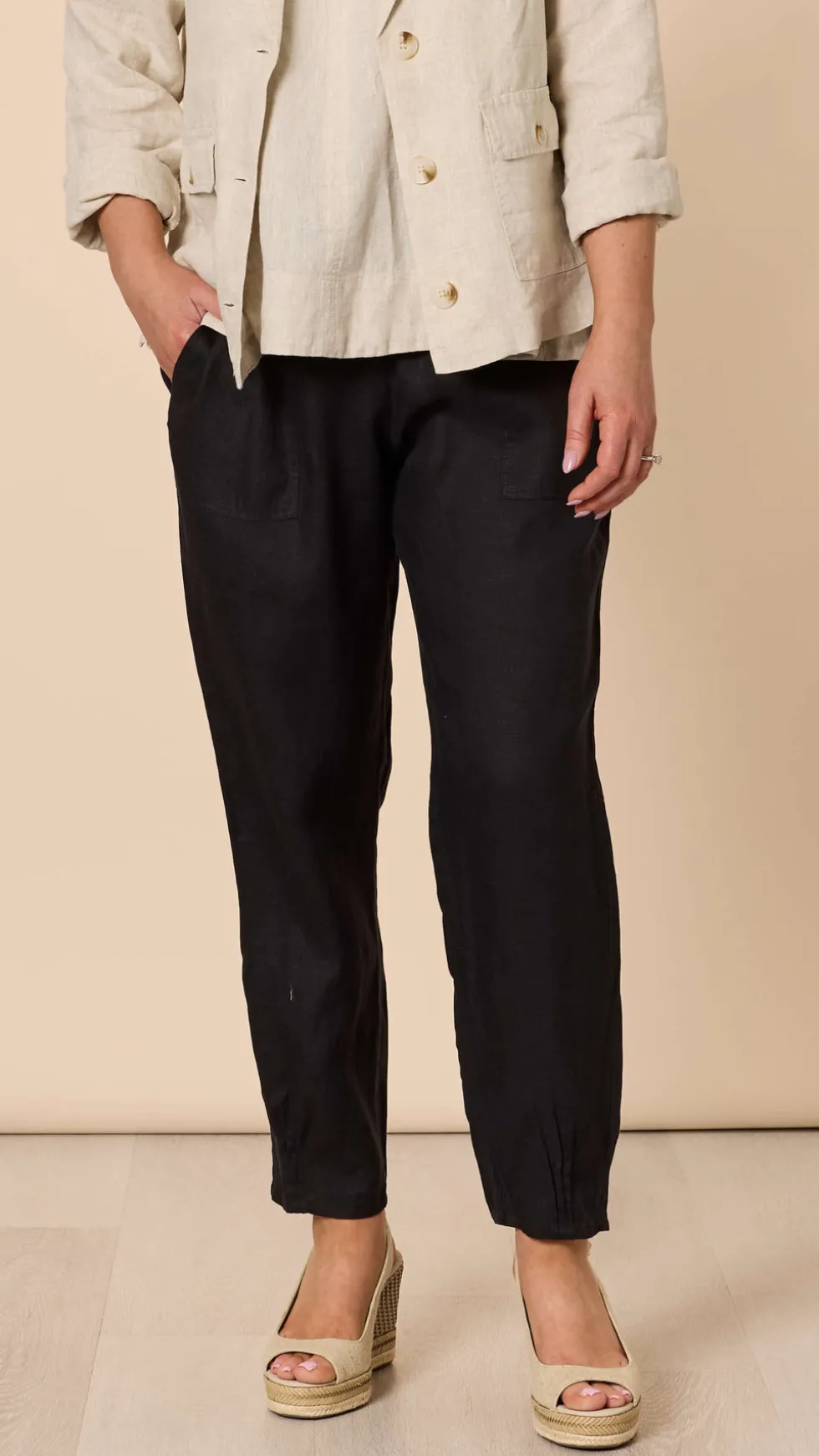 sarah-linen-pant-black-aCOpWHHM-0.webp Pants Edit|Casual Pants>Gordon Smith Sarah Linen Pant - Black